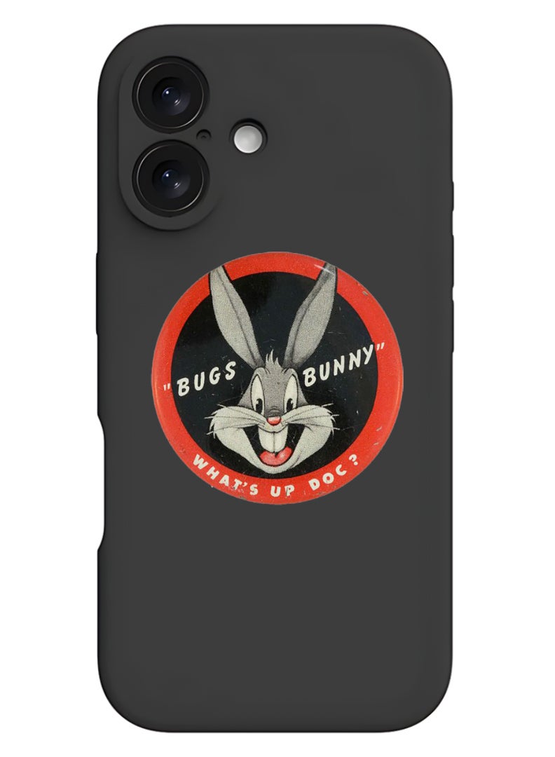 Theodor iPhone 16 Black Protective Slim Fit Case Liquid Silicone Cover with Full Body Protection Anti-Scratch Shockproof Case For iPhone - Bugs Bunn - Image 1