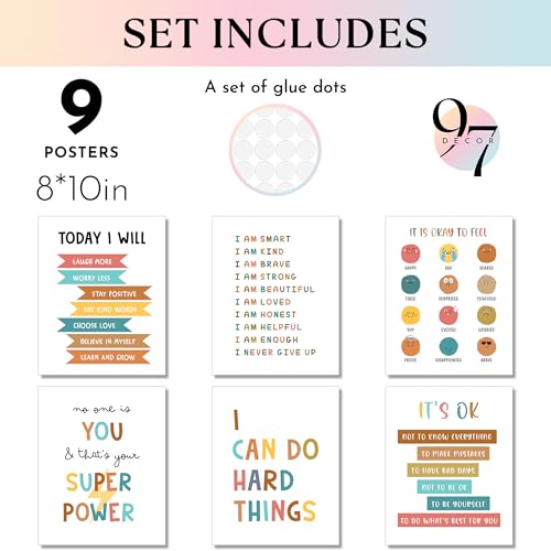 97 DECOR Kids Affirmation Wall Decor - Positive Affirmations for Kids Decor, Affirmation Art Prints Nursery Pictures, Colorful Inspirational Quotes Posters for Classroom Playroom Decor (8x10 UNFRAMED) - Image 2