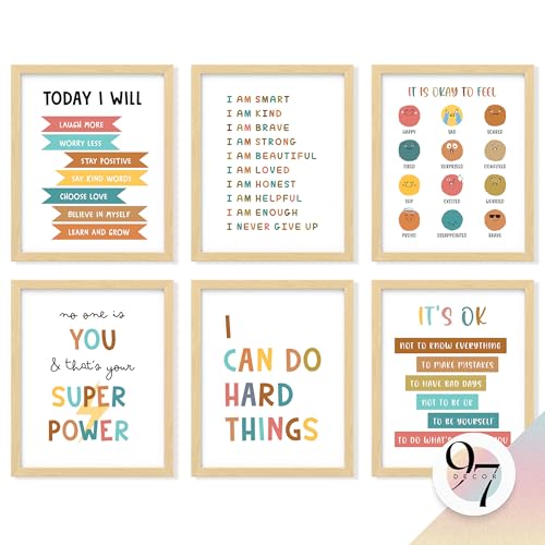 97 DECOR Kids Affirmation Wall Decor - Positive Affirmations for Kids Decor, Affirmation Art Prints Nursery Pictures, Colorful Inspirational Quotes Posters for Classroom Playroom Decor (8x10 UNFRAMED) - Image 1