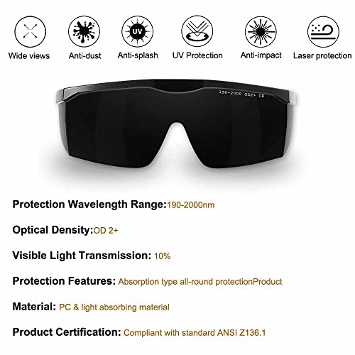 MOZEEDA IPL190nm to 2000nm Laser Safety Glasses , UV Blocking Laser Glasses Eye Protection Protective Goggles Eyewear for Hair Removal Treatment and Laser Cosmetology Operator Eye Protection Adjustable Temple - Image 2