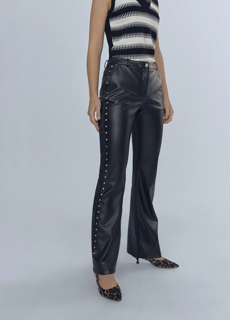 Lola Casademunt Faux leather trousers with stud details