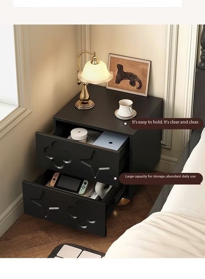 Raffine Multipurpose 2 Drawers Nightstand Creative Bedside Table Round Legs Design Luxury Side Table with Display Shelf for Living Room Bedroom 50x40x43cm  - Image 2