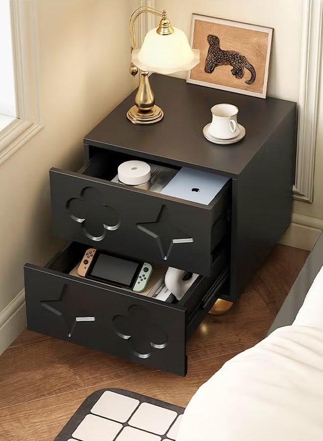 Raffine Multipurpose 2 Drawers Nightstand Creative Bedside Table Round Legs Design Luxury Side Table with Display Shelf for Living Room Bedroom 50x40x43cm  - Image 3