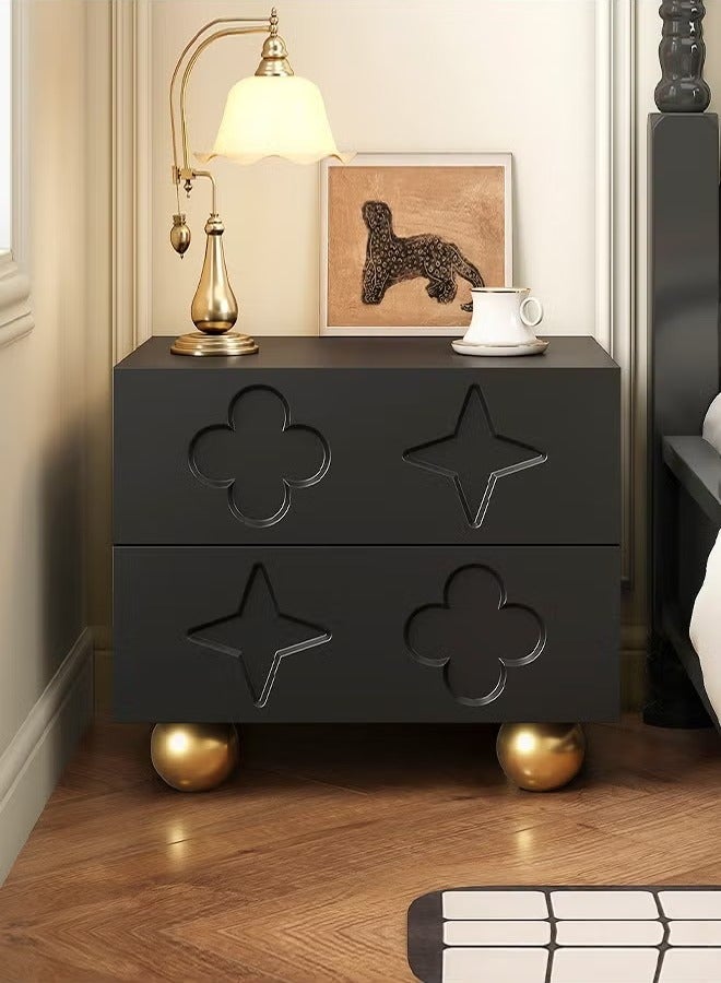 Raffine Multipurpose 2 Drawers Nightstand Creative Bedside Table Round Legs Design Luxury Side Table with Display Shelf for Living Room Bedroom 50x40x43cm  - Image 5