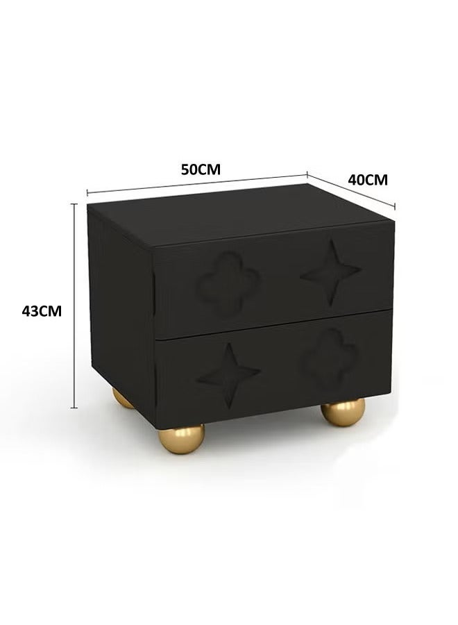 Raffine Multipurpose 2 Drawers Nightstand Creative Bedside Table Round Legs Design Luxury Side Table with Display Shelf for Living Room Bedroom 50x40x43cm  - Image 4