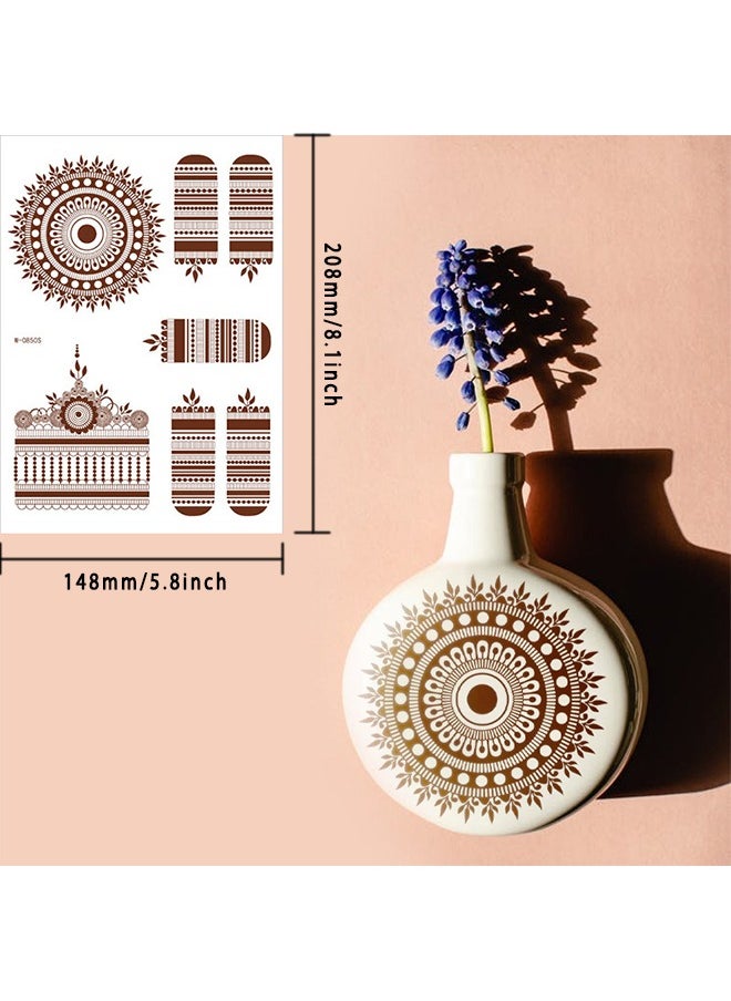 HS - 9-Piece Henna Hand Waterproof Temporary Semi-Permanent Stickers For Body Arm Hand Festival Show Party Makeup - Image 1