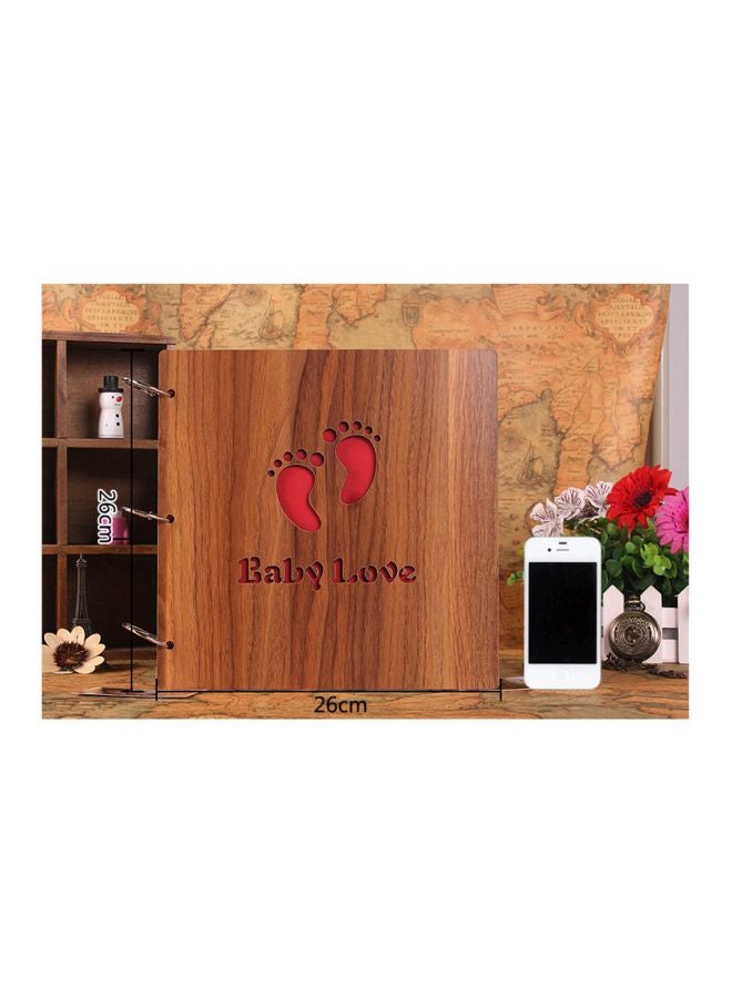Baby love Wooden Cover Photo Album Brown 26x26centimeter - Image 2