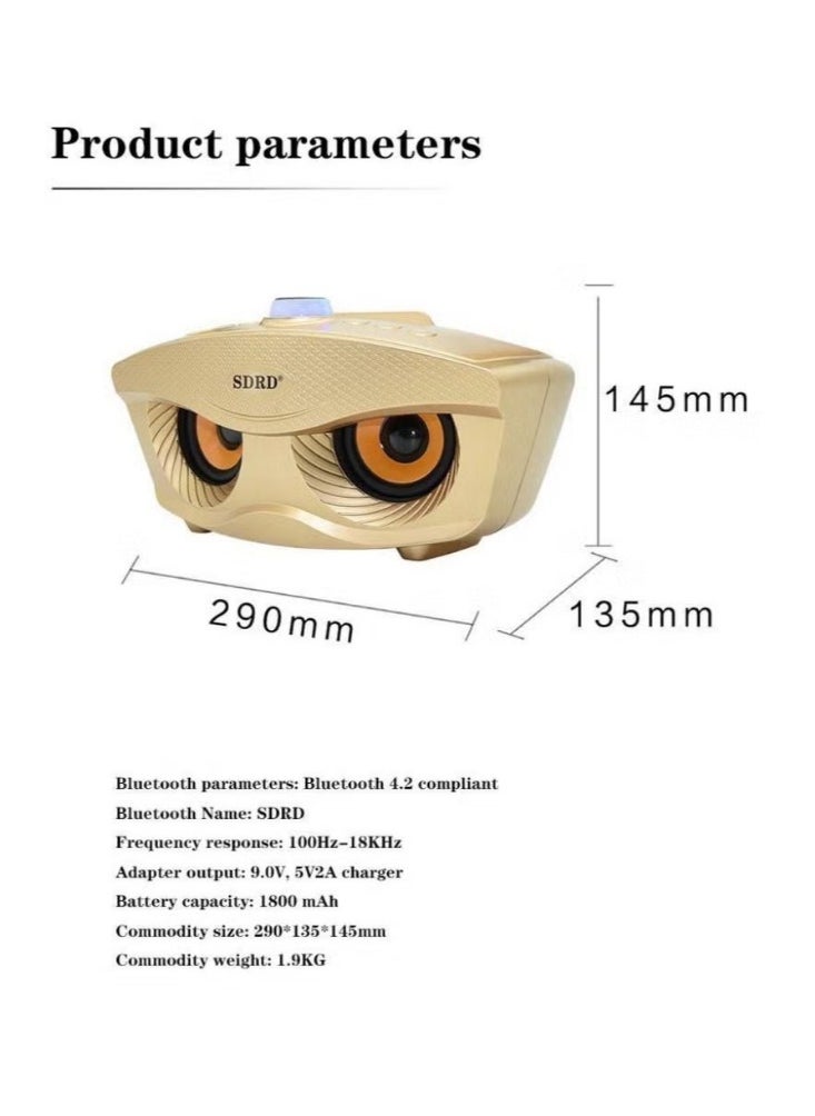 SDRD Karaoke Machine Portable Speaker Bluetooth Karaoke Speaker With Dual Wireless Mic For Kids And Adults Wireless Speaker For Indoor And Outdoor Party And Birthday Bluetooth Speaker SD-306 Golden  - Image 2