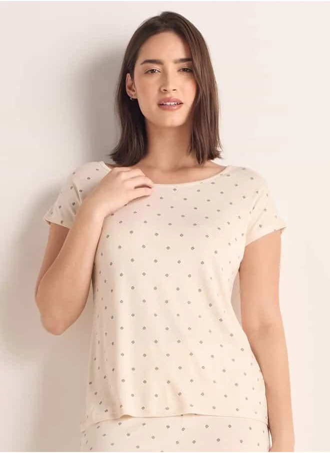 فاف Printed Round Neck Top and Pyjama Set