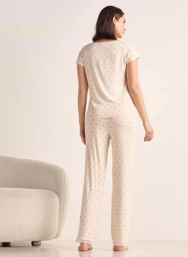 Splash FAV Printed Round Neck Top and Pyjama Set
