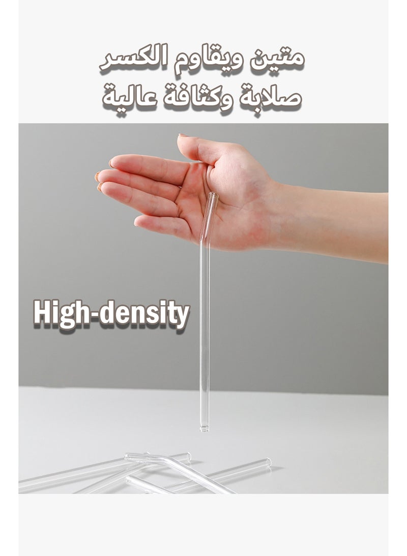 ٤ قطع مجموعة أقشاب زجاجية قابلة لإعادة الاستخدام, أقشاب شرب زجاجية شفافة, مجموعة أقشاب شفافة مع فرشة تنظيف للقهوة والعصائر - Image 5