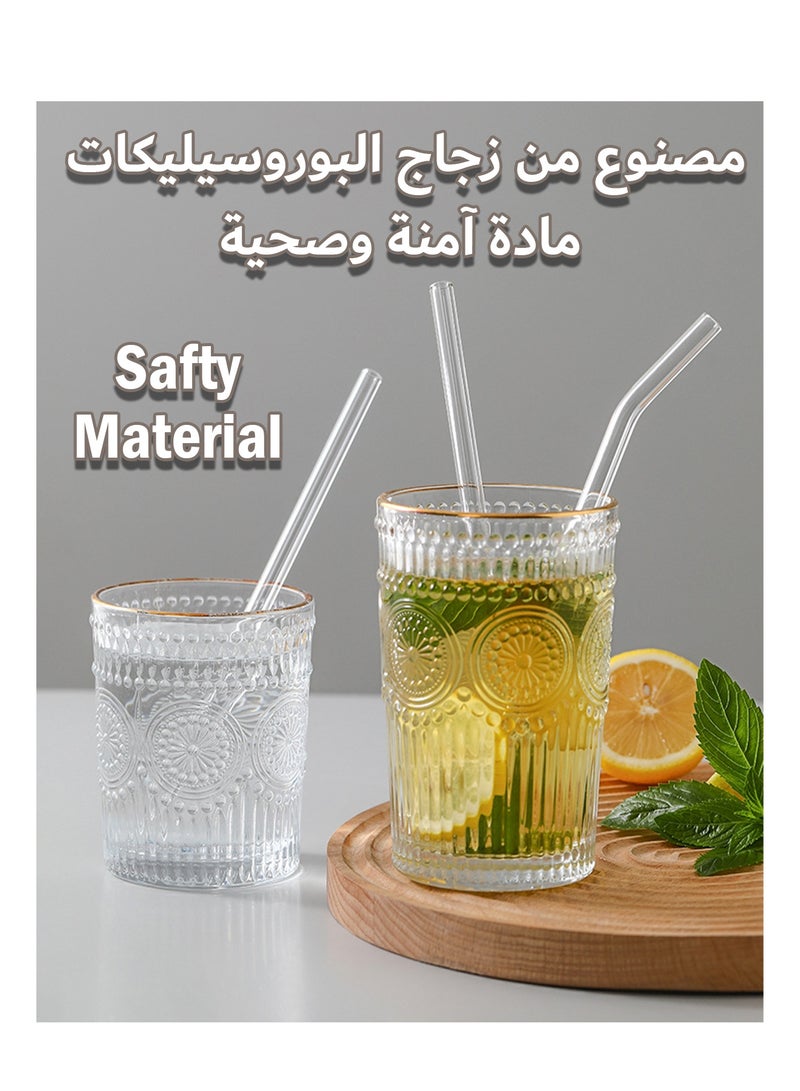 ٤ قطع مجموعة أقشاب زجاجية قابلة لإعادة الاستخدام, أقشاب شرب زجاجية شفافة, مجموعة أقشاب شفافة مع فرشة تنظيف للقهوة والعصائر - Image 3