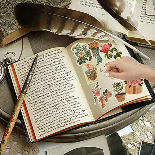rousrie Vinyl Self-Adhesive Stickers for Journal (Pack of 60), Vintage Theme Non Duplicate Sticker for Scrapbook, Journalling, Aesthetic Journaling Kit for Art and Craft Decor - Image 2