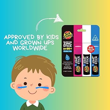 Sun Zapper Zinc Stick Pink White Blue Face Sunblock SPF50 Coloured Zinc Sunscreen Sticks Made in Australia - Image 4