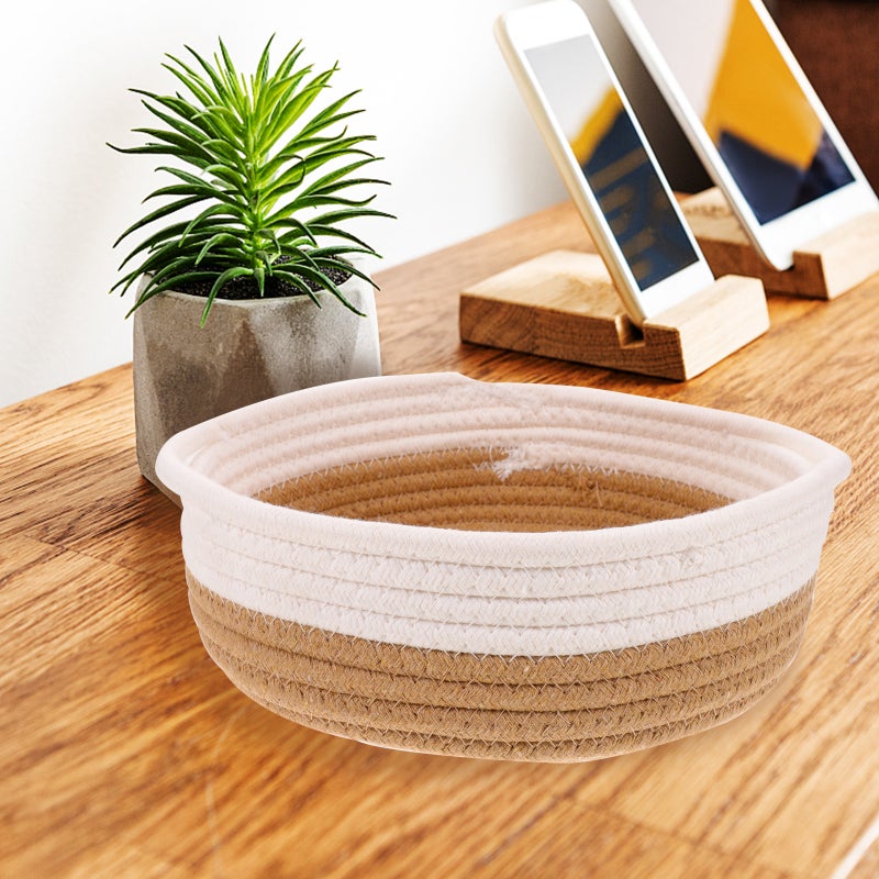 2pcs Empty Storage Basket Cotton Rope Basket Small Toy Bin Woven Storage Basket - Image 2