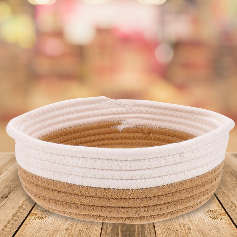 2pcs Empty Storage Basket Cotton Rope Basket Small Toy Bin Woven Storage Basket - Image 5