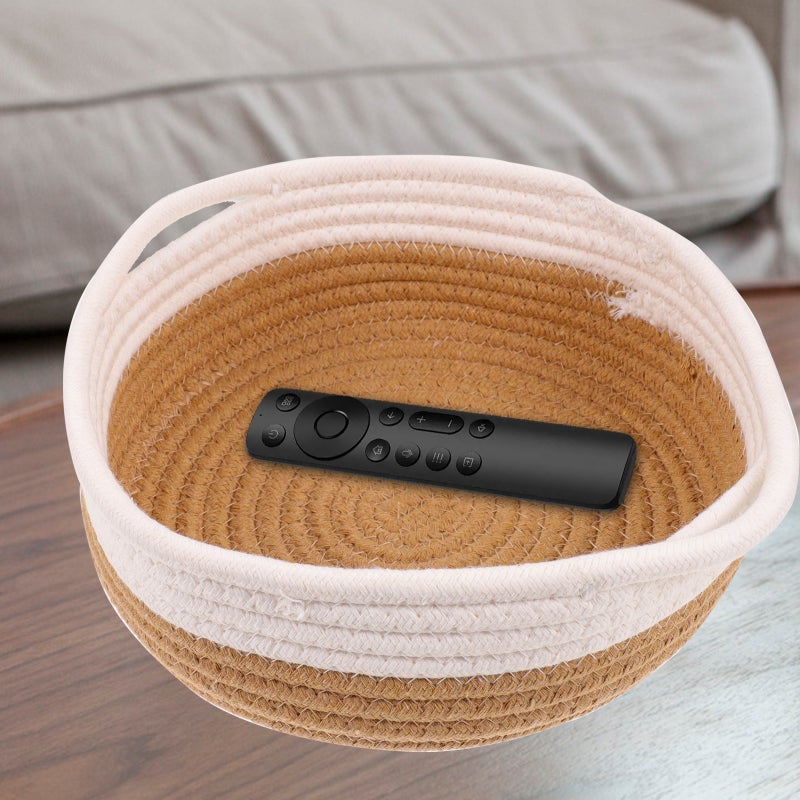 2pcs Empty Storage Basket Cotton Rope Basket Small Toy Bin Woven Storage Basket - Image 4