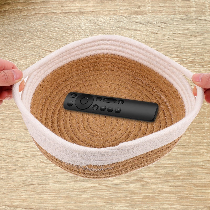 2pcs Empty Storage Basket Cotton Rope Basket Small Toy Bin Woven Storage Basket - Image 3
