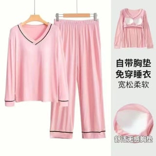 Spring Autumn Thin Pajama Set with PadsDouble long v-neck light pink Double long v-neck light pink - pzsku/Z469FFC6E7FC85123D159Z/45/1746216351/24a6d6e2-1514-4fd3-8c74-fa7dc4523d4f