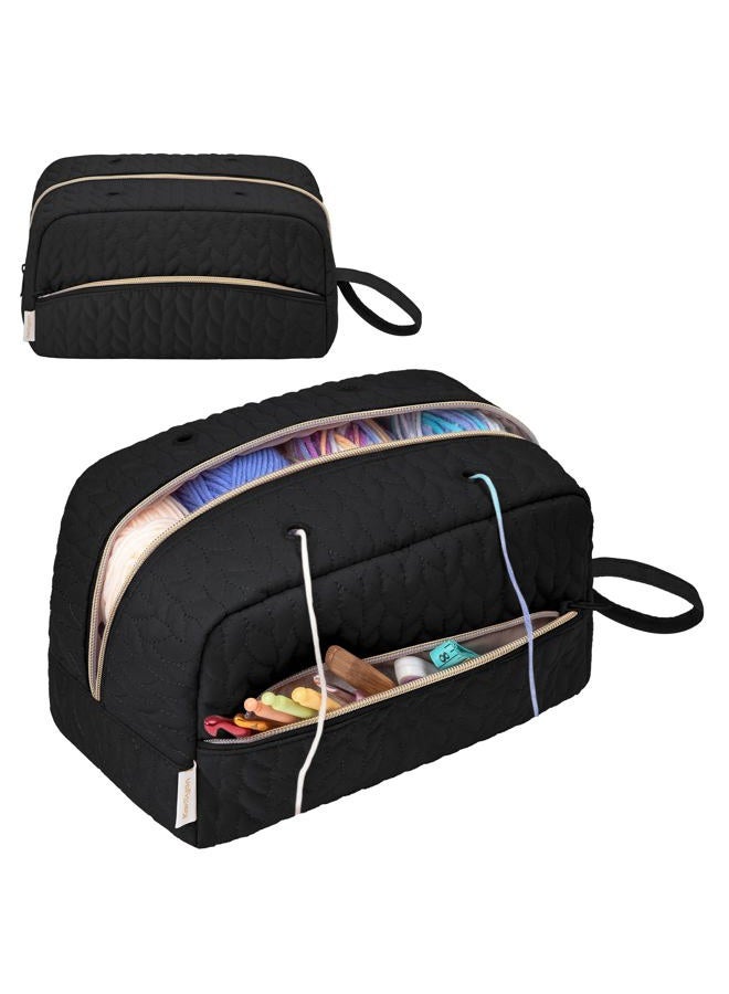 KarSyon Crochet Bag Yarn Bag Storage Organizer Knitting Bag For Crocheting Accessories Crochet Hook Case Gifts For Crafters (Purple) - Image 4