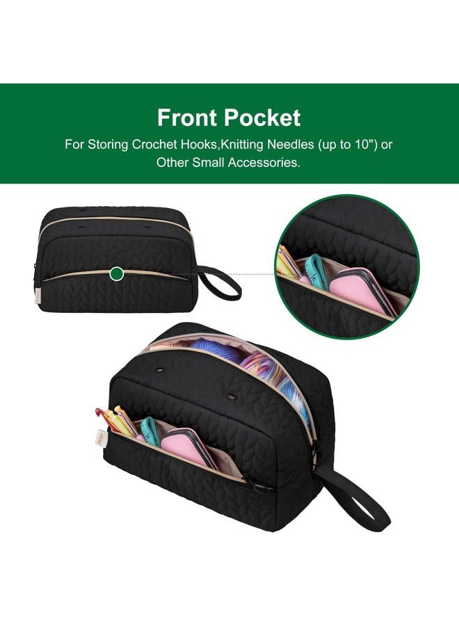 KarSyon Crochet Bag Yarn Bag Storage Organizer Knitting Bag For Crocheting Accessories Crochet Hook Case Gifts For Crafters (Purple) - Image 3