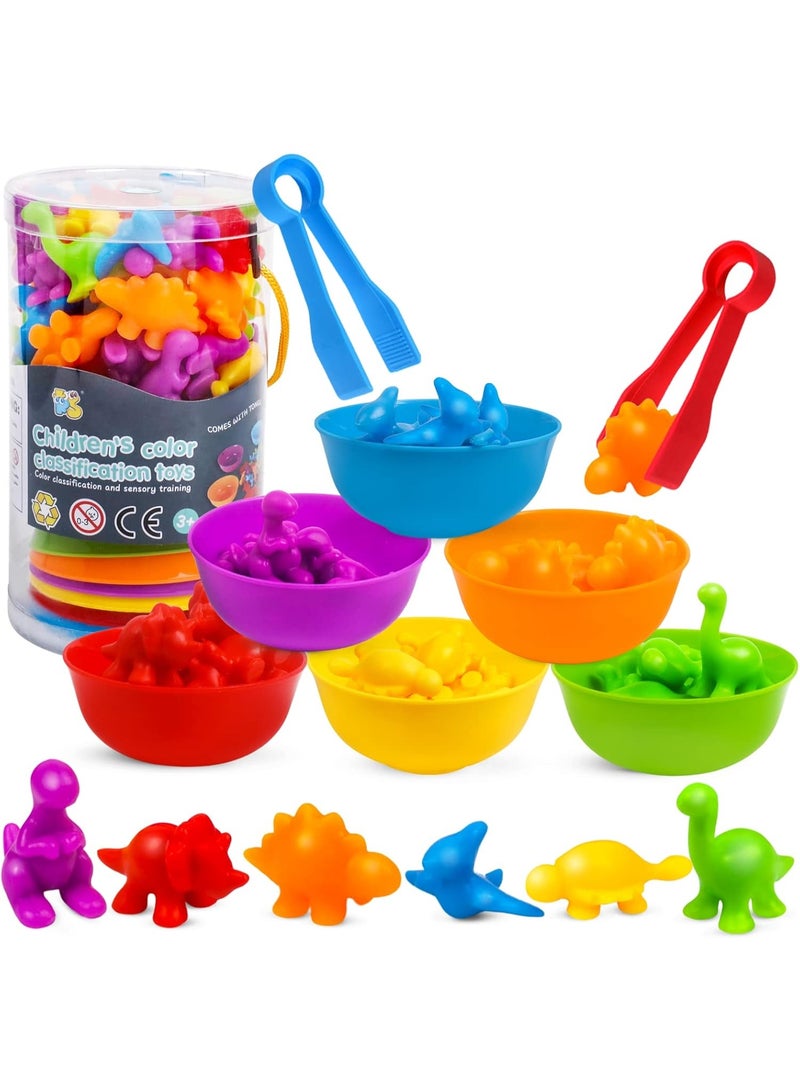 هالامودو العد لعب الديناصورات مطابقة الألوان فرز التراكم الألعاب مع الأوعية أنشطة التعلم قبل المدرسة للتعليم الحسية مونتيسوري مجموعات لعبة STEM هدية للأطفال الصغار الأطفال الأولاد البنات - Image 1