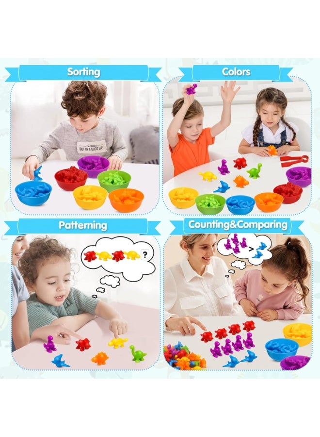 هالامودو العد لعب الديناصورات مطابقة الألوان فرز التراكم الألعاب مع الأوعية أنشطة التعلم قبل المدرسة للتعليم الحسية مونتيسوري مجموعات لعبة STEM هدية للأطفال الصغار الأطفال الأولاد البنات - Image 5