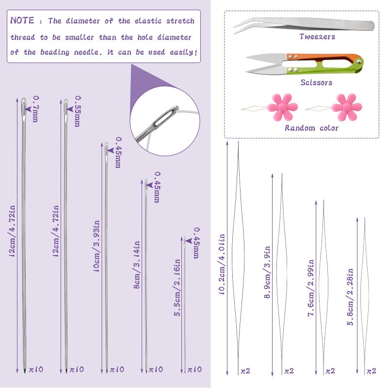 kdafio 58 Pcs Beading Needles for Jewelry Making, Big Eye Beading Needles Ultra-Thin Stainless Steel Craft Seed Bead Needles, Flexible Eye, Perfect for Beading, Embroidery & DIY Crafts - Image 2