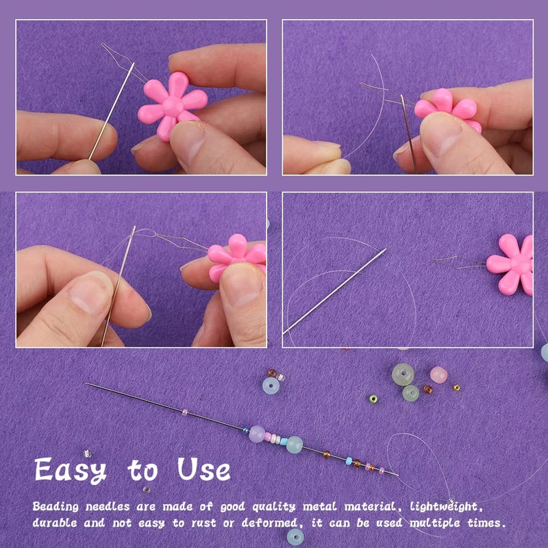 kdafio 58 Pcs Beading Needles for Jewelry Making, Big Eye Beading Needles Ultra-Thin Stainless Steel Craft Seed Bead Needles, Flexible Eye, Perfect for Beading, Embroidery & DIY Crafts - Image 3