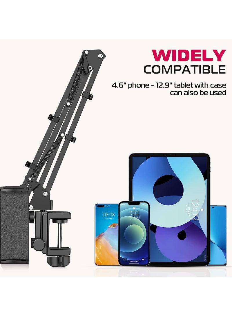 iPad bed frame, T2 tablet stand, 360° rotation on bed, iPad stand, flexible armrests, adjustable height and angle, iPad stand for iPad Air mini Pro,4.6~12.9 inch devices