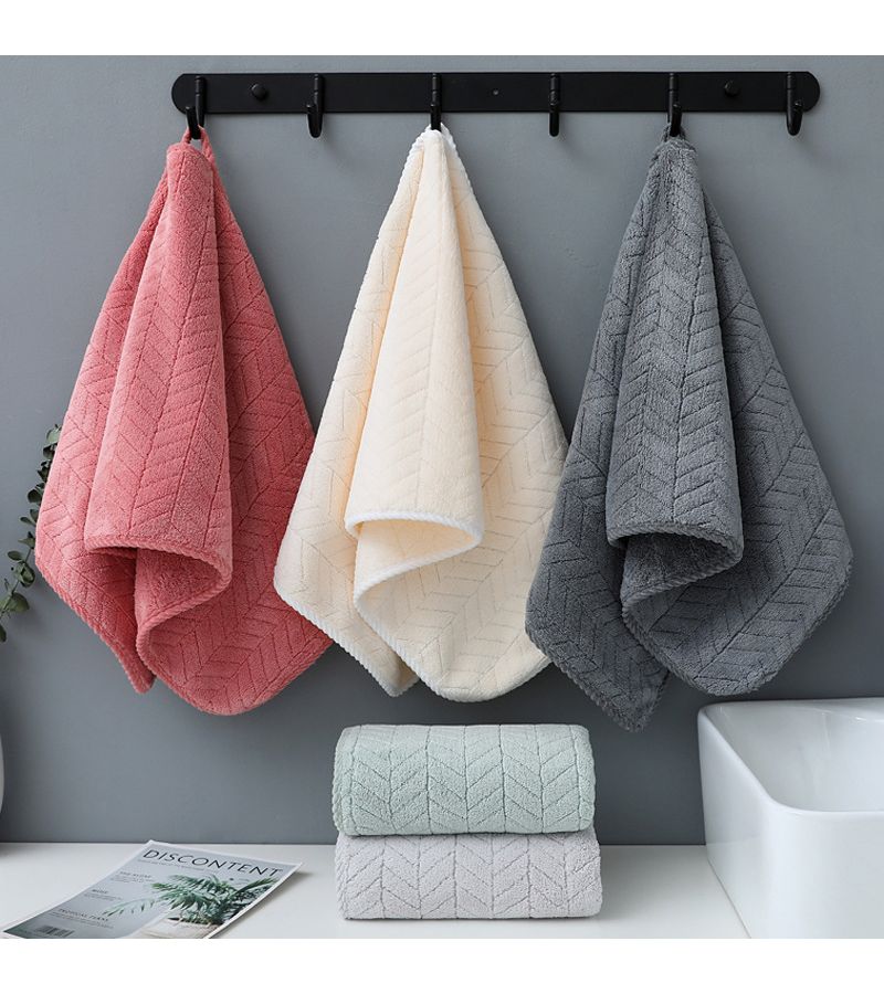 Dark Gray Thickened Coral Hand Towel Soft Absorbent Lint Free Quick Drying - Image 1