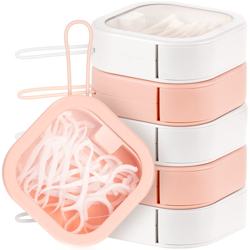 Kathfly Kathfly 6 Pcs Hair Tie Container Dispenser Organizer Hair Tie Holder Travel Portable Bobby Pin Holder Cotton Swabs Dispenser Women Bathroom Storage AccessoryPink White 
