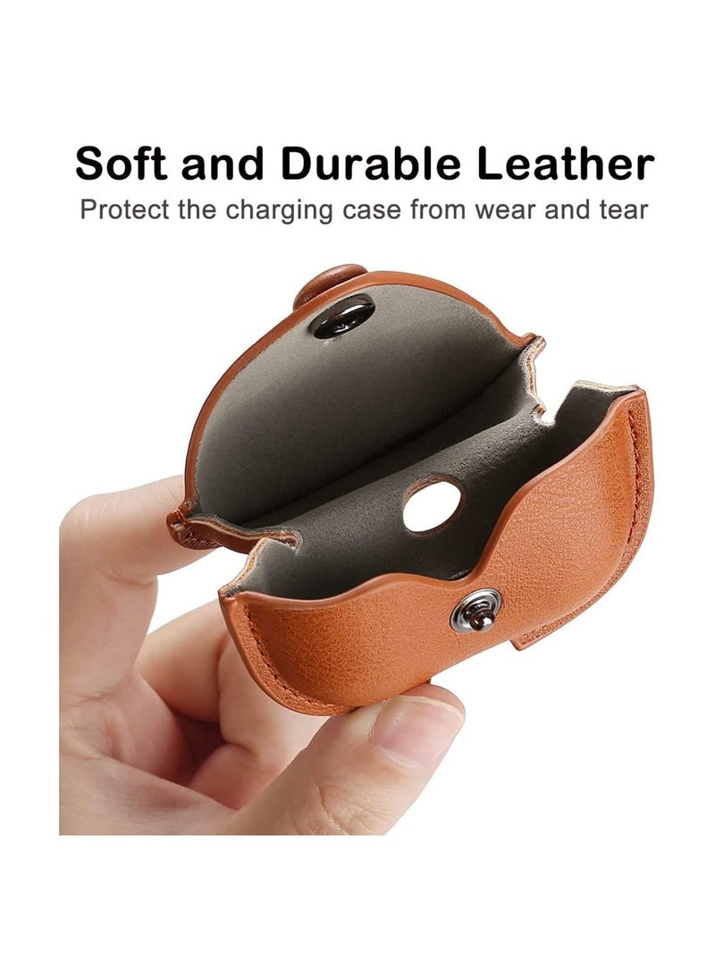 YOMNA YOMNA Leather Case Compatible with AirPods Pro 2 Case, Protective Cover for Apple AirPods pro 2 Wireless Charging Case Headphones EarPods, Soft Leather Cover with Carabiner Clip (Camel Brown)  - Image 2