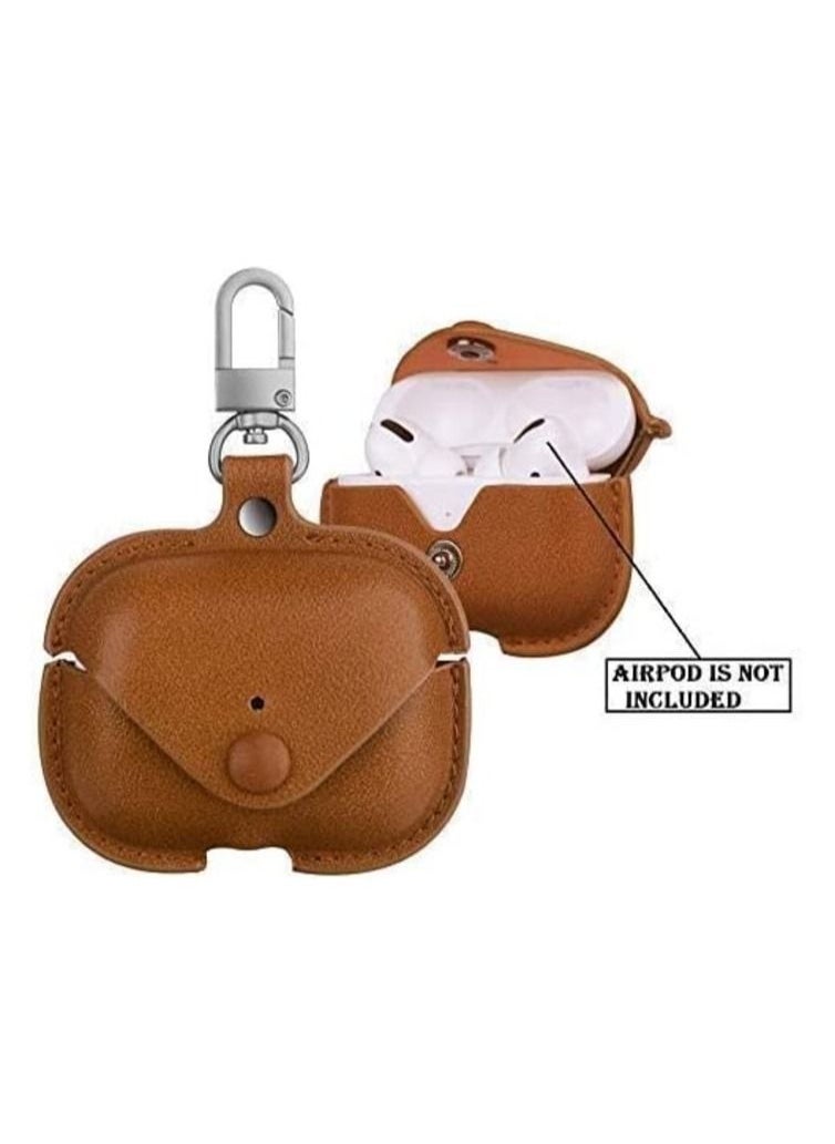 YOMNA YOMNA Leather Case Compatible with AirPods Pro 2 Case, Protective Cover for Apple AirPods pro 2 Wireless Charging Case Headphones EarPods, Soft Leather Cover with Carabiner Clip (Camel Brown)  - Image 3