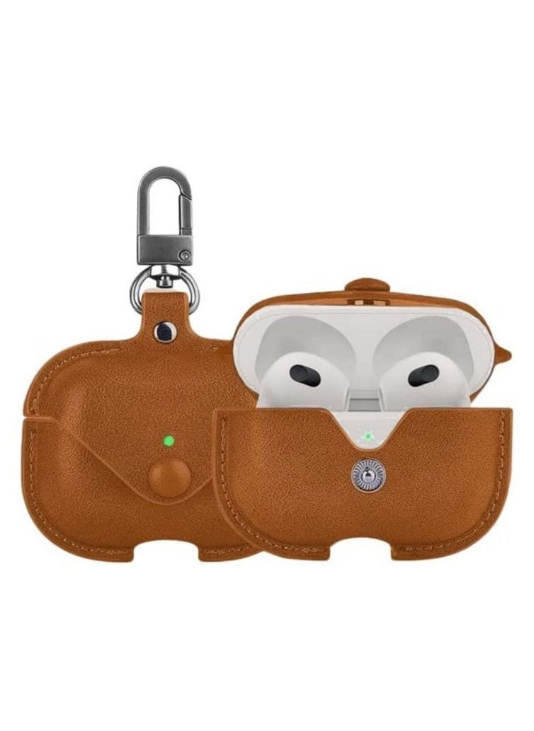 YOMNA YOMNA Leather Case Compatible with AirPods Pro 2 Case, Protective Cover for Apple AirPods pro 2 Wireless Charging Case Headphones EarPods, Soft Leather Cover with Carabiner Clip (Camel Brown)  - Image 1