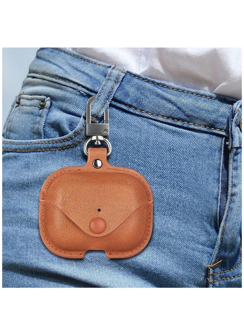 YOMNA YOMNA Leather Case Compatible with AirPods Pro 2 Case, Protective Cover for Apple AirPods pro 2 Wireless Charging Case Headphones EarPods, Soft Leather Cover with Carabiner Clip (Camel Brown)  - Image 5