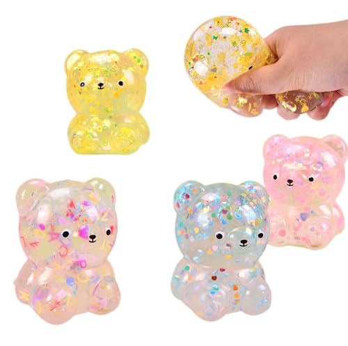 Dhjrefhhd 1Pccs Squeeze Prop Letter Sequins CandyBear Stress Relief Hand Fidget Sensory Office Desk Squishy Tool Blue or Randomly Color - Image 5