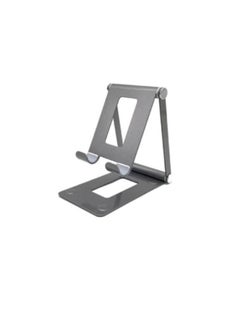 DIGI CORE Portable Aluminum Alloy Cell Phone Holder Foldable Metal Desktop Mobile Phone Tablet Stand Grey 