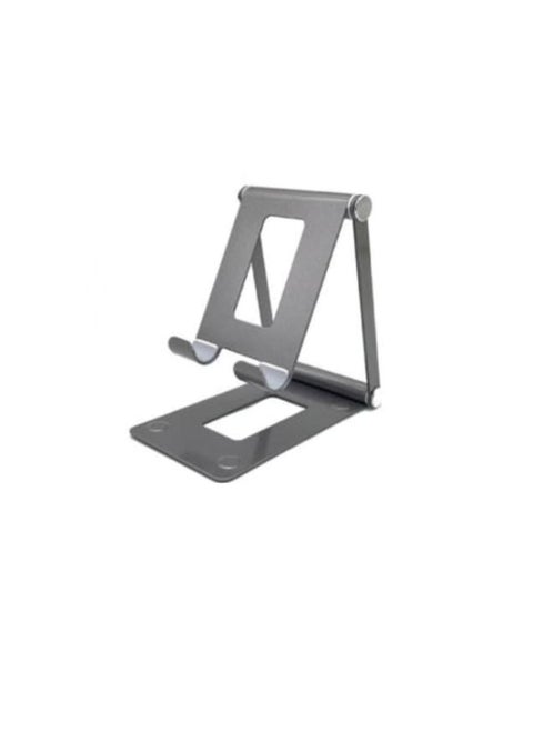 Portable Aluminum Alloy Cell Phone Holder Foldable Metal Desktop Mobile Phone Tablet Stand Grey