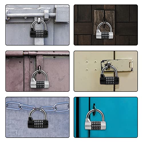Hedume 2 Pack 5-Digit Horizontal Combination Padlock, 5 Digit Combination Lock, Password Lock for School Gym Locker, Sports Locker, Fence, Toolbox, Gate, Case, Hasp Storage - Image 5