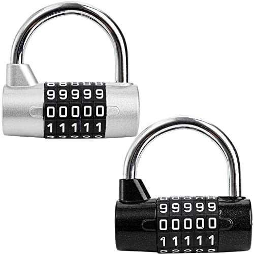Hedume 2 Pack 5-Digit Horizontal Combination Padlock, 5 Digit Combination Lock, Password Lock for School Gym Locker, Sports Locker, Fence, Toolbox, Gate, Case, Hasp Storage - Image 1