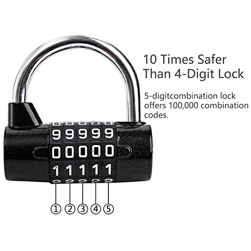 Hedume 2 Pack 5-Digit Horizontal Combination Padlock, 5 Digit Combination Lock, Password Lock for School Gym Locker, Sports Locker, Fence, Toolbox, Gate, Case, Hasp Storage - Image 4