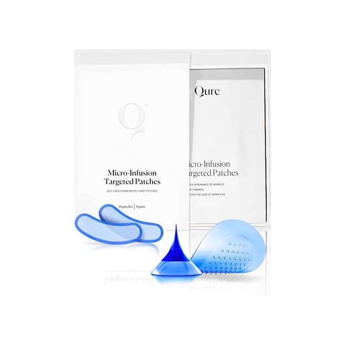 Qure Micro-Infusion Anti Wrinkle Patches for Smile Line, Frown lines, Under Eye Bags, Puffiness, Crow's Feet - Retinol, Caffeine, Peptides - Dissolvable for Overnight Use - 8 Pairs