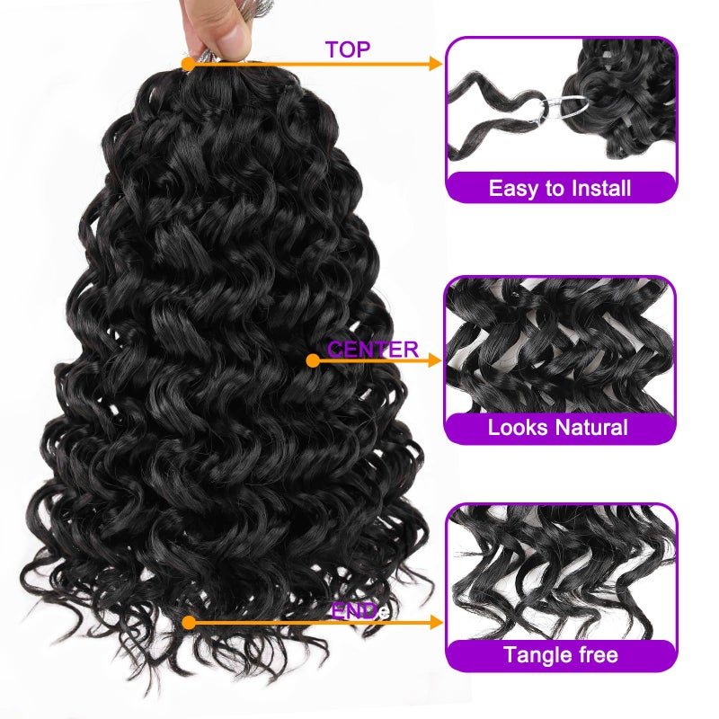 ZRQ 8 Packs GoGo Curl Crochet Hair 10 Inch Water Wave Beach Curl Crochet Hair Natural Hairstyles Deep Twist Crochet Braids For Women Synthetic Ocean Wave Crochet Hair Extensions(10 Inch, 1B) - Image 3