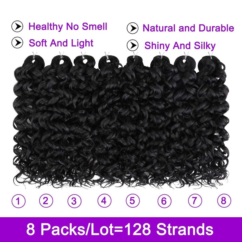 ZRQ 8 Packs GoGo Curl Crochet Hair 10 Inch Water Wave Beach Curl Crochet Hair Natural Hairstyles Deep Twist Crochet Braids For Women Synthetic Ocean Wave Crochet Hair Extensions(10 Inch, 1B) - Image 4