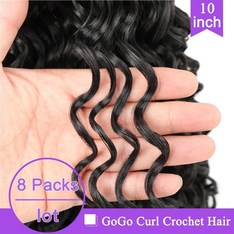 ZRQ 8 Packs GoGo Curl Crochet Hair 10 Inch Water Wave Beach Curl Crochet Hair Natural Hairstyles Deep Twist Crochet Braids For Women Synthetic Ocean Wave Crochet Hair Extensions(10 Inch, 1B) - Image 5