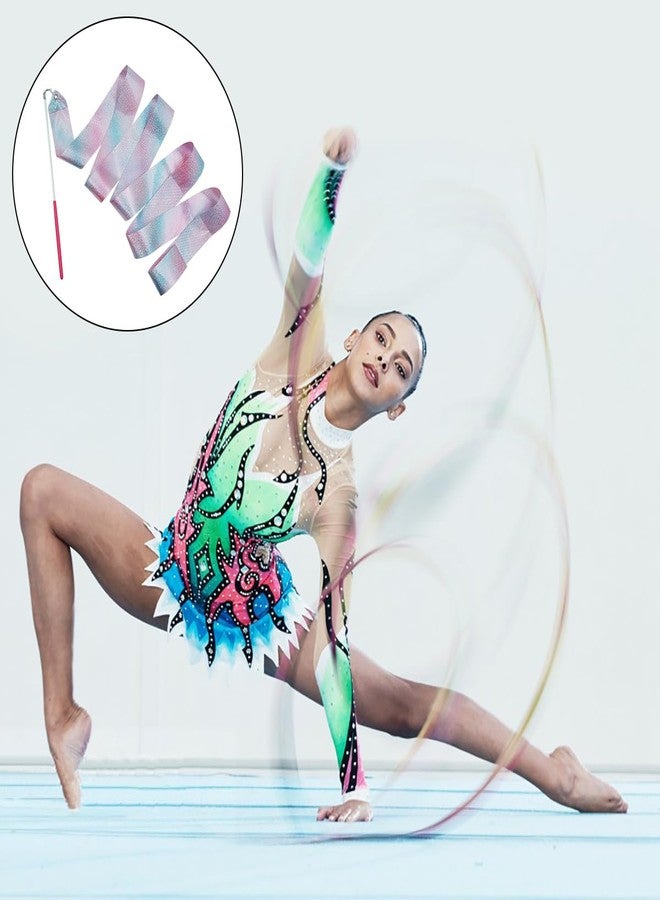 IOUALEY 2pcs Dance Ribbons, 78.7 Inch Rhythmic Gymnastics Ribbons Twirling Sparkling Dancing Ribbons Rainbow Streamer with Twirling Wands Stick for Fits Artistic Dancing Gymnastics Training - Image 5