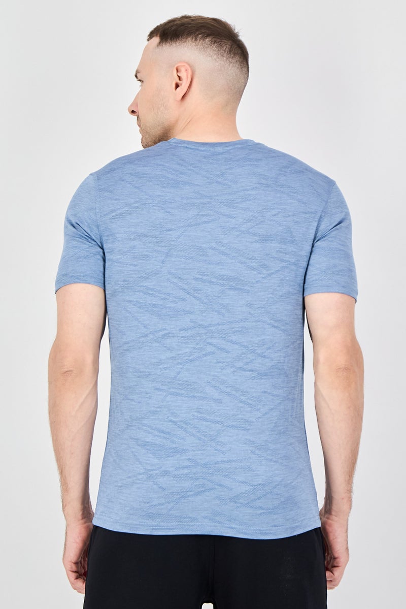 MOTION Men Sportswear Fit Short Sleeve Training T-Shirt, Light Blue - Image 3