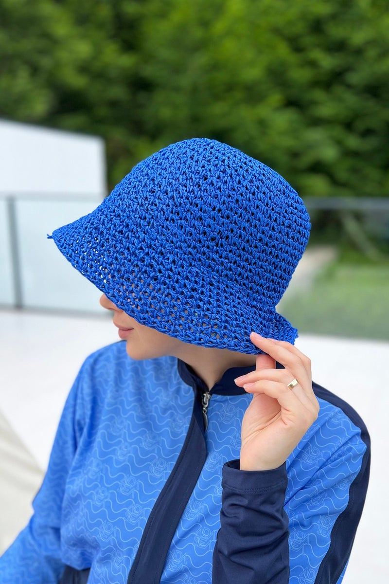 Remsa Mayo Handmade Knitted Straw Hat Rş-83 Saks Blue  - Image 2