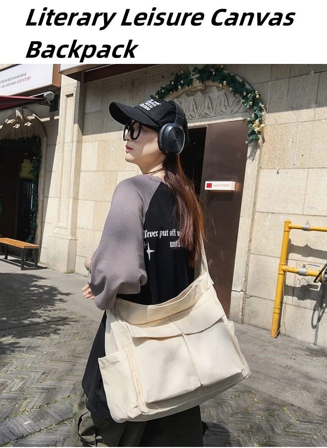 M MIAOYAN - Men's and women's canvas backpacks casual fashion business commuter computer bags outdoor travel single and double shoulder bags - Image 1
